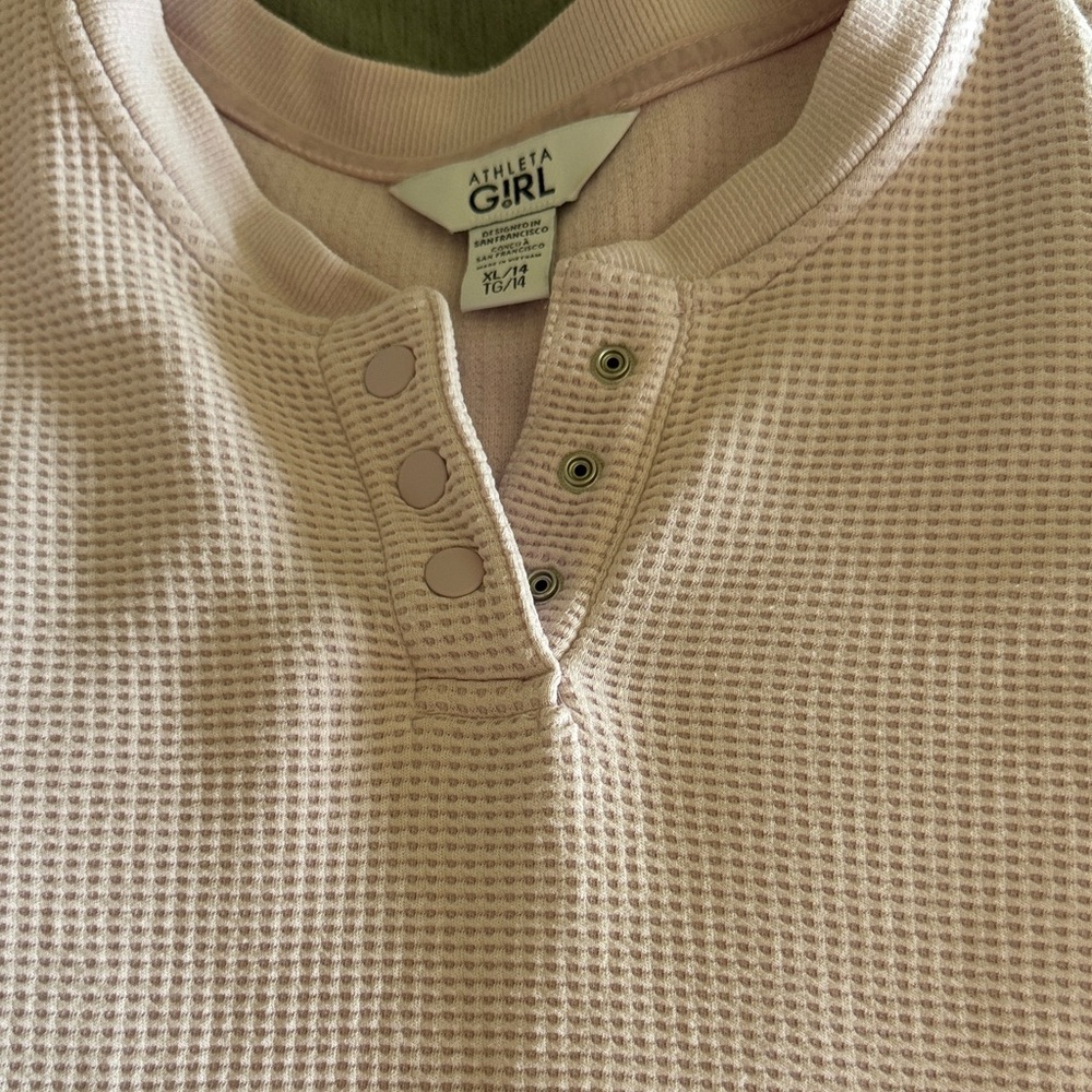 Athleta Kids Pink Waffle Knit Top